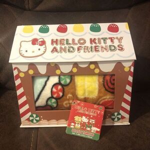 Hello Kitty Christmas Gingerbread House 46‎ x 60" Blue Throw Blanket in Box NWT